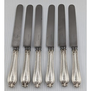 Whittier by Tiffany & Co. Knife Set of 6 Knives Silverplate w/Steel Blade 9 1/4"
